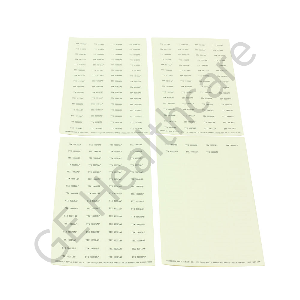 Label Sheet TTX CARESCAPE T14