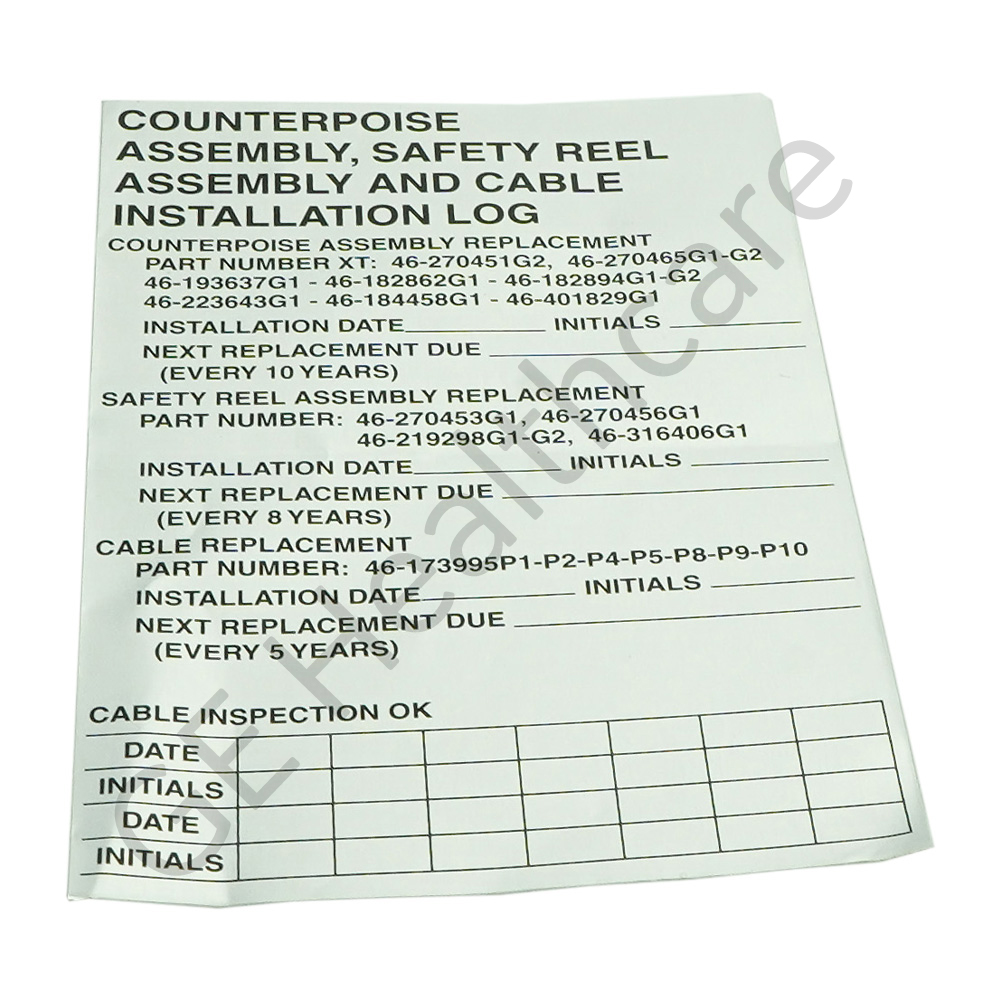 Counterpoise Safety Reel Cable Log Label